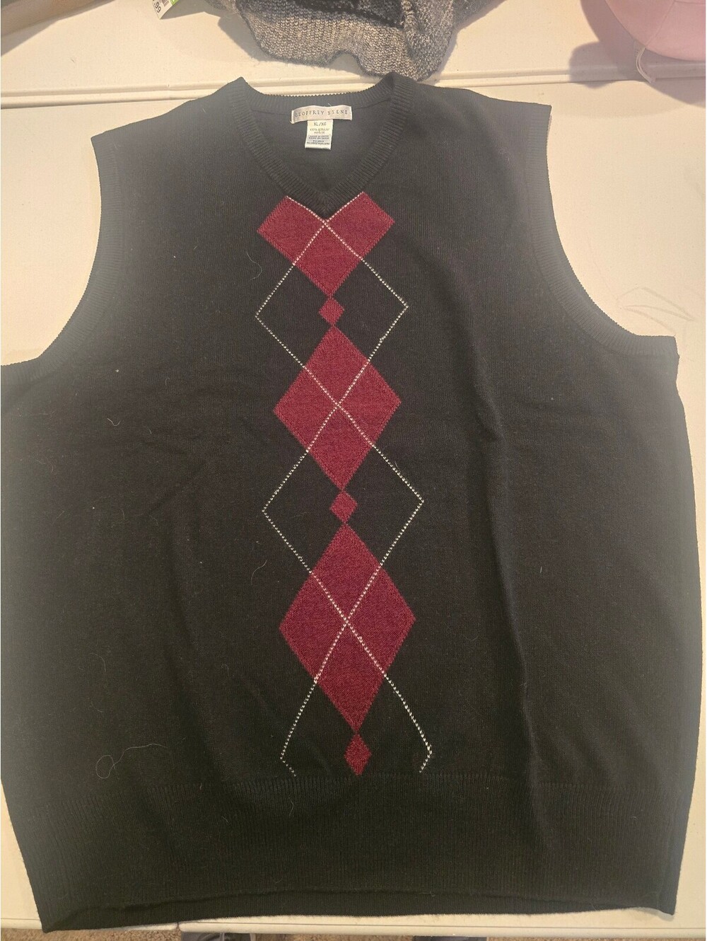 Geoffrey Beene Men's Black Argyle Sweater Vest XL